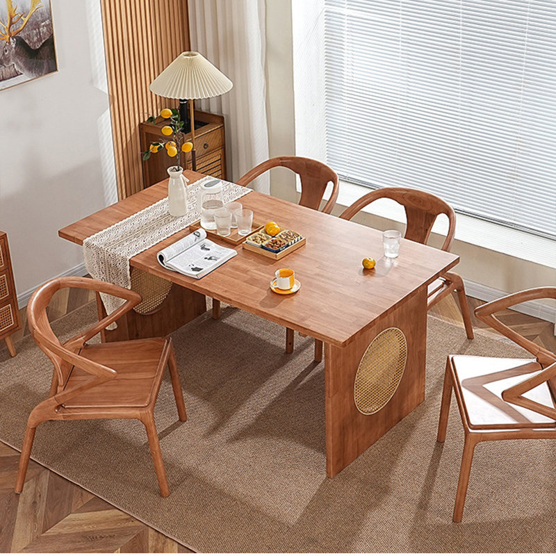 Brown Rectangular Solid Wood Dining Table Sets, 29.1"H x 70.8"L x 31.5"W