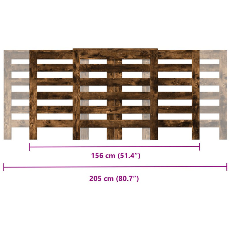 Extra Large Radiator Cover, Smoked Oak, 205 x 21.5 x 83.5 cm, Horizontal Slats