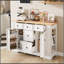 Buffet avec rangement, console de cuisine avec 5 tiroirs, 2 armoires, tablettes réglables, buffet pour la salle à manger, le salon et le vestibule (blanc)-1088230937-1088230941-1088230943