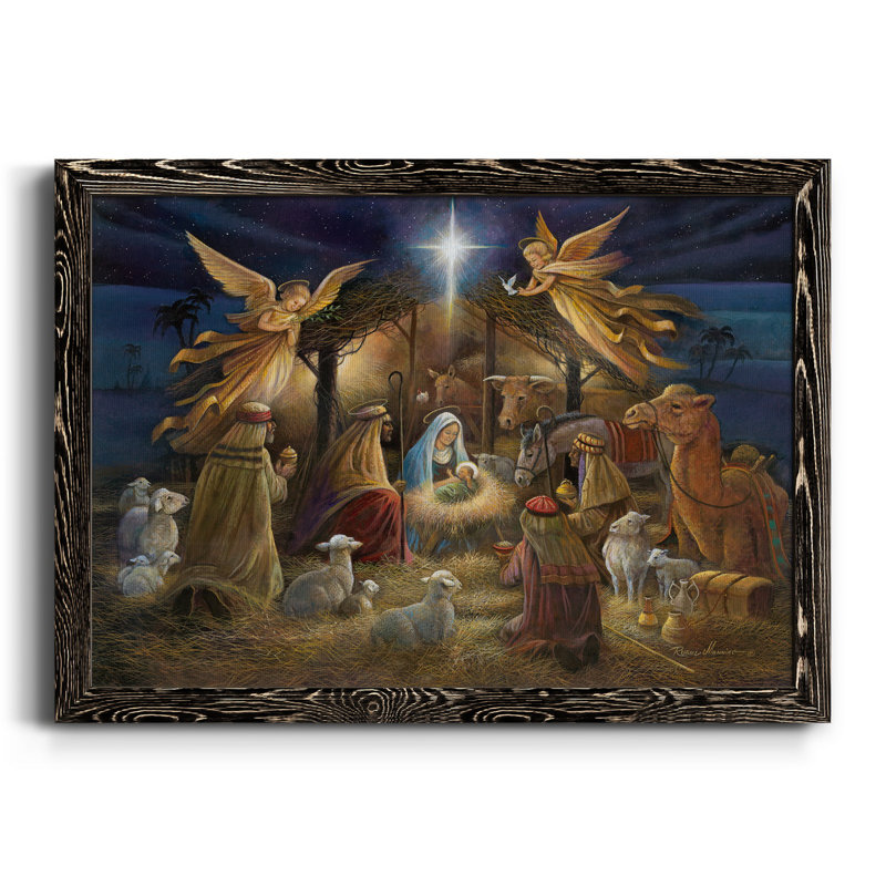 Nativité - Cadre photo, reproduction d'art sur toile, Toile encadrée noire, H 31,5 po x l 23,5 po x P 1,5 po