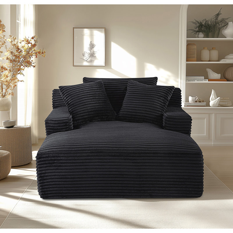 Chaise longue surdimensionnée, canapé confortable moderne, Noir