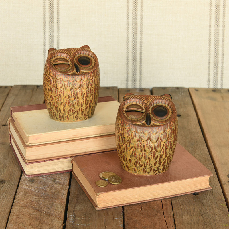 Laszlo Ceramic Owl Coin Bank