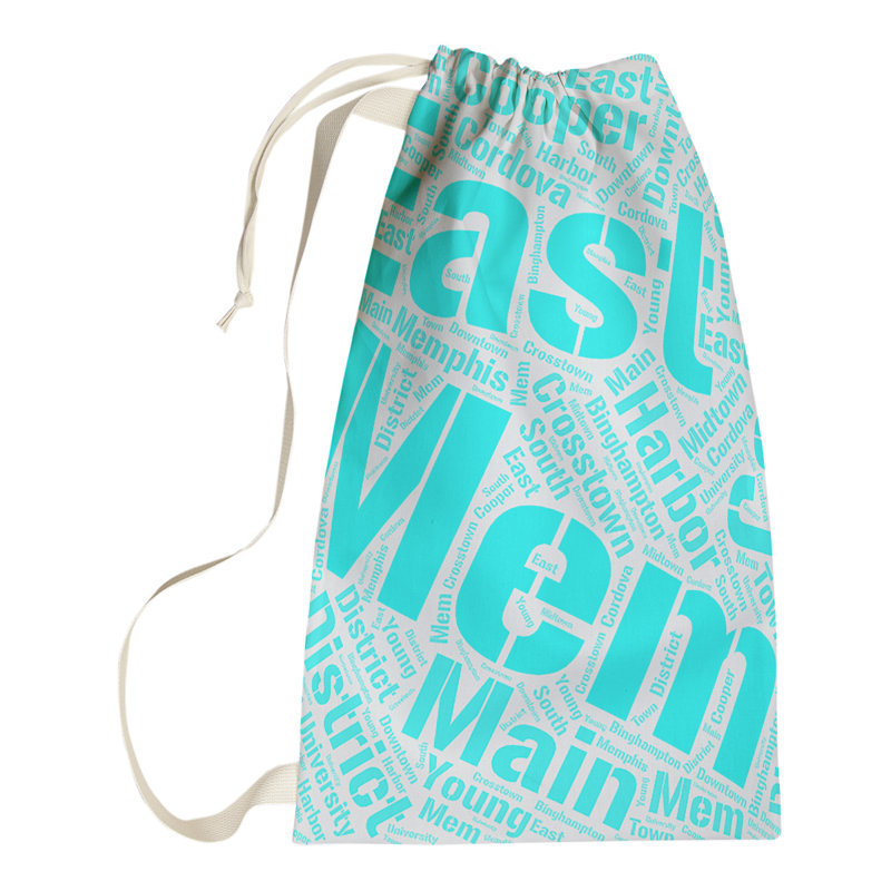 Laundry Hamper with Handles, Small (29" H x 18" W x 1.5" D), Cyan, Memphis