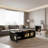 Modern Black Lift Top Coffee Table With Hidden Storage, Arched Glass Display And Elegant Clover Inlay