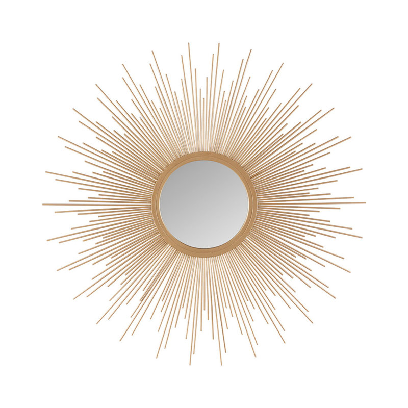 Glamour miroir soleil levant or moderne, 14,5 po x 14,5 po