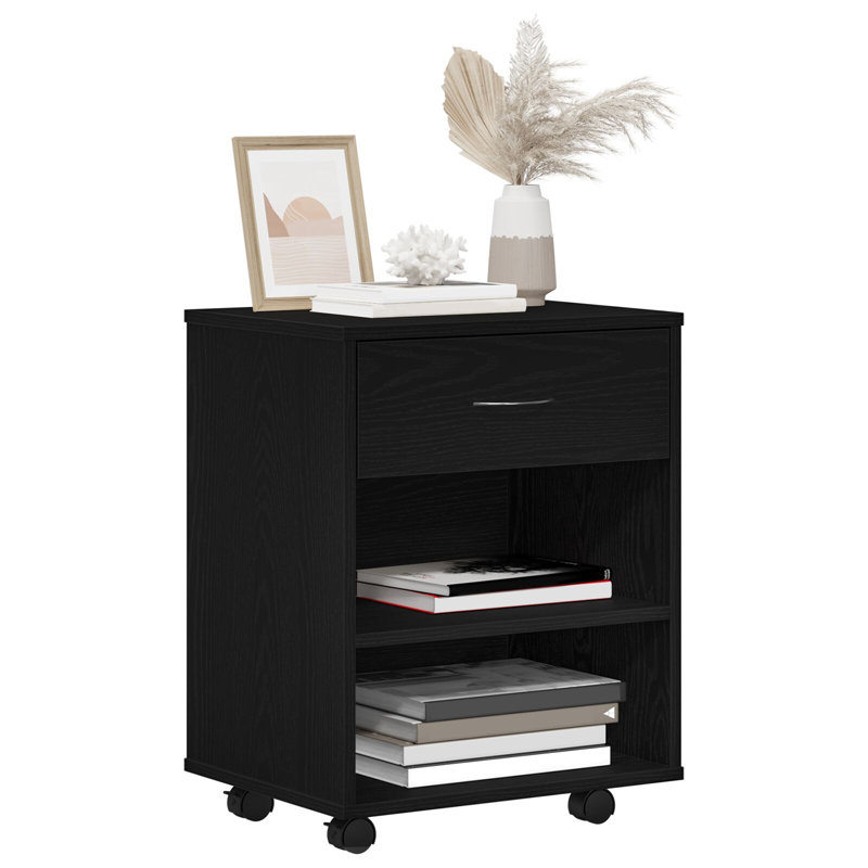 Rolling Cabinet Office Side Table Hall Drawer Cabinet Engineered Wood
