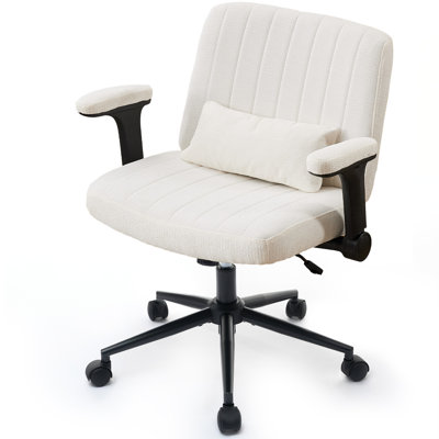 Criss Cross Swivel Office Desk Chair With Flip-Up Armrests And Lumbar Pillow