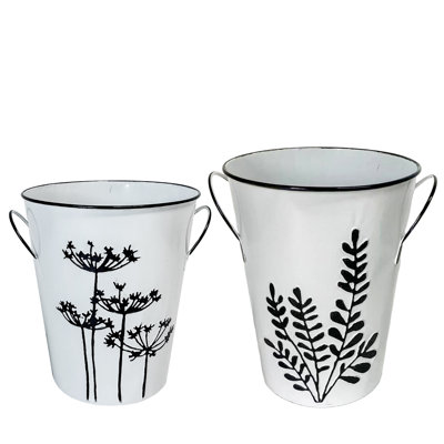 VIP Metal 10.5 in. Off-White Floral Canister Set of 2