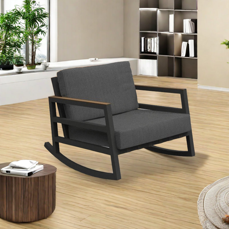Chaise berçante en aluminium de haute qualité, Noir, Noir