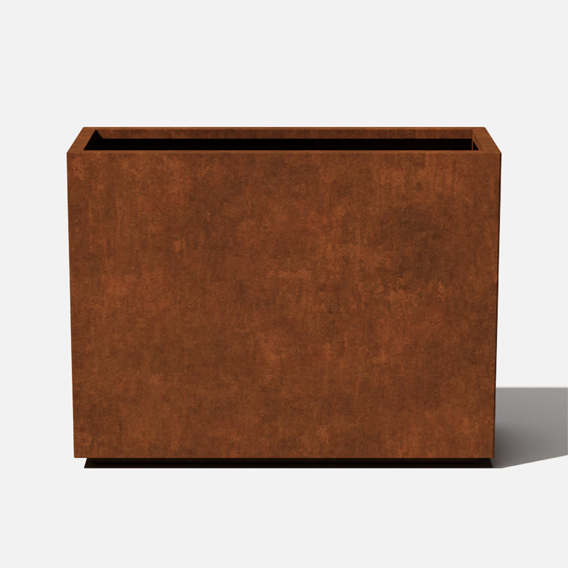 Tall Rectangular Rust Brown Corten Steel Outdoor Planter