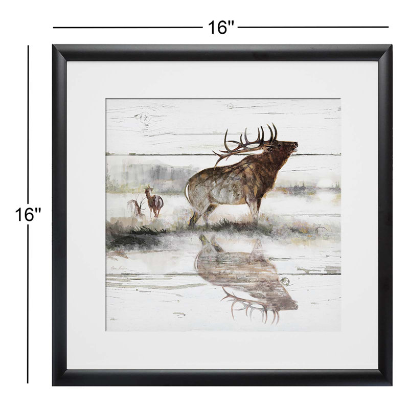 " Rustic Misty Elk " 2 - Pieces, Black Framed