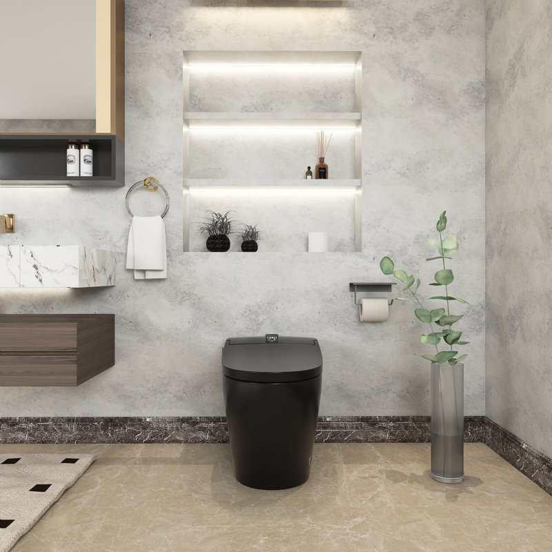 27 po X 16 po Baignoire de trempage autoportante en céramique, Noir mat