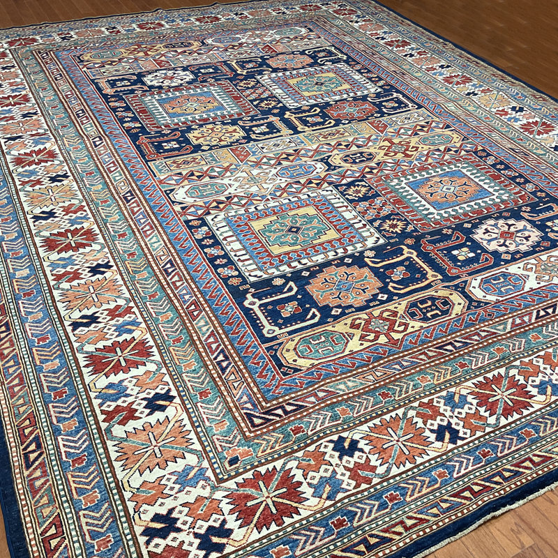 Tapis unique bleu / brun 10 pi 1 po x 13 pi 4 po