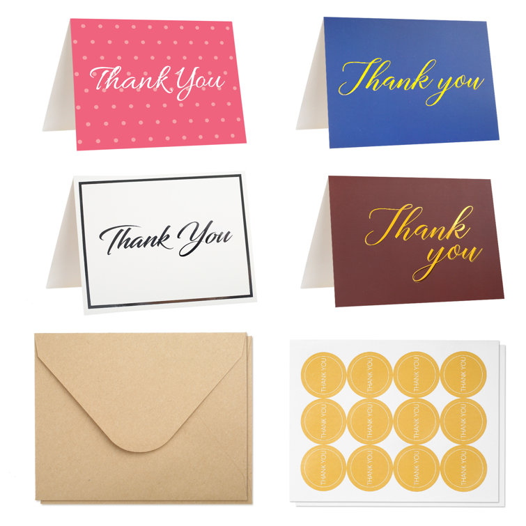 Gold Foil Folded Note Card Thank You Card With Envelopes Foil