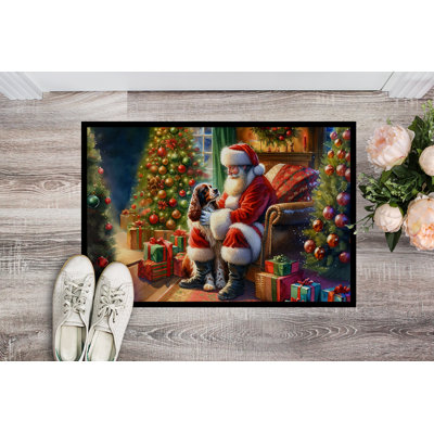 Welsh Springer Spaniel and Santa Claus Doormat