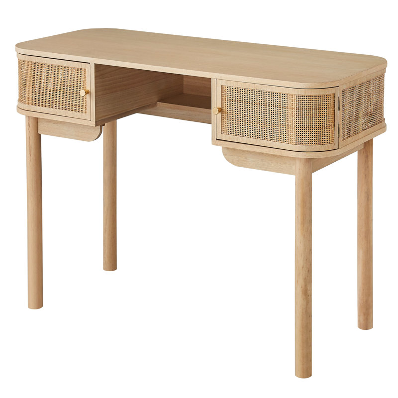 Bureau en bois et rotin 2 portes Buariki