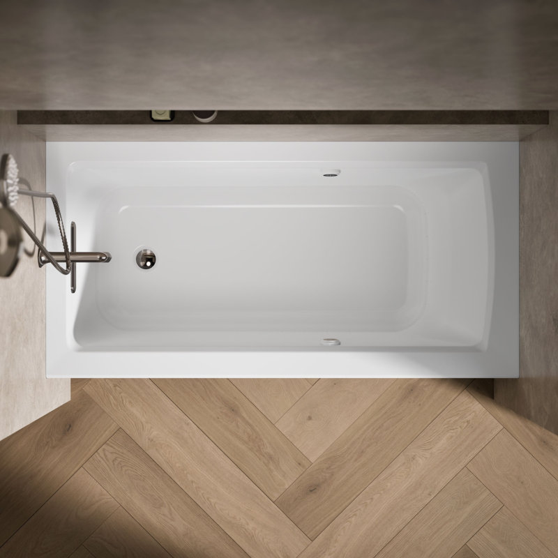 Archer 60" x 30" Alcove Air Acrylic Bathtub with Heater, White, Left