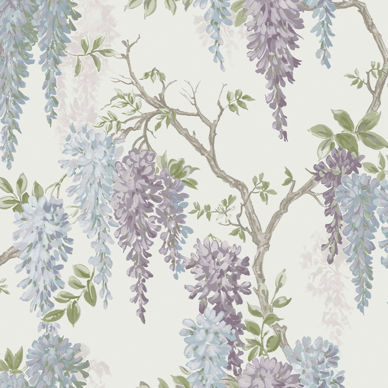 Laura Ashley Wisteria Garden Wallpaper Roll, Pale Iris