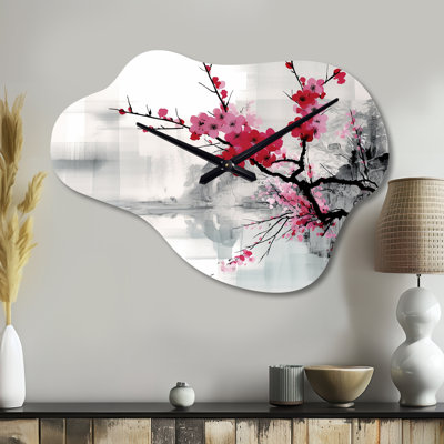 Mishel Asian Art Sumi Lake II - Asian Art Cloud, horloge murale en métal, horloge murale asymétrique