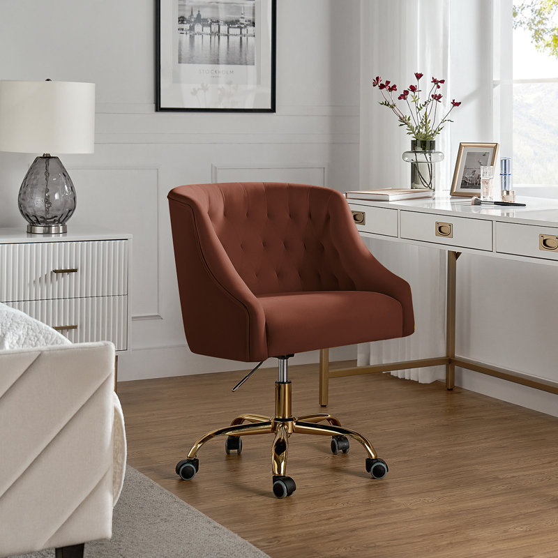Chaise de travail en velours Doreen, Brûler des briques