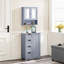 Wall Bathroom Storage with Double Mirror Doors-1458618101