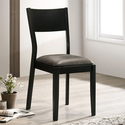 2 chaises de salle à manger rembourrées, similicuir noir et gris, dossier incliné, pieds fuselés, meubles de chambre et 2, poids du produit 32,66 lb, décoration