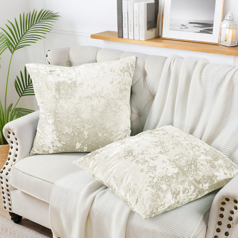 Housse de coussin en velours écrasé Euro, Gardenia