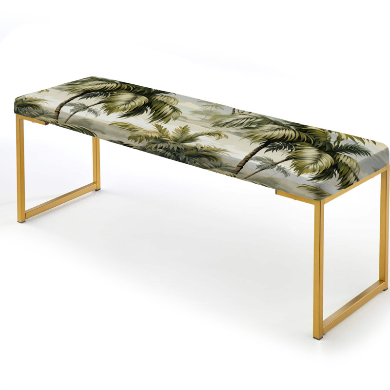 Motif tropical de palmier Whispering - banc rembourré doré Tropical