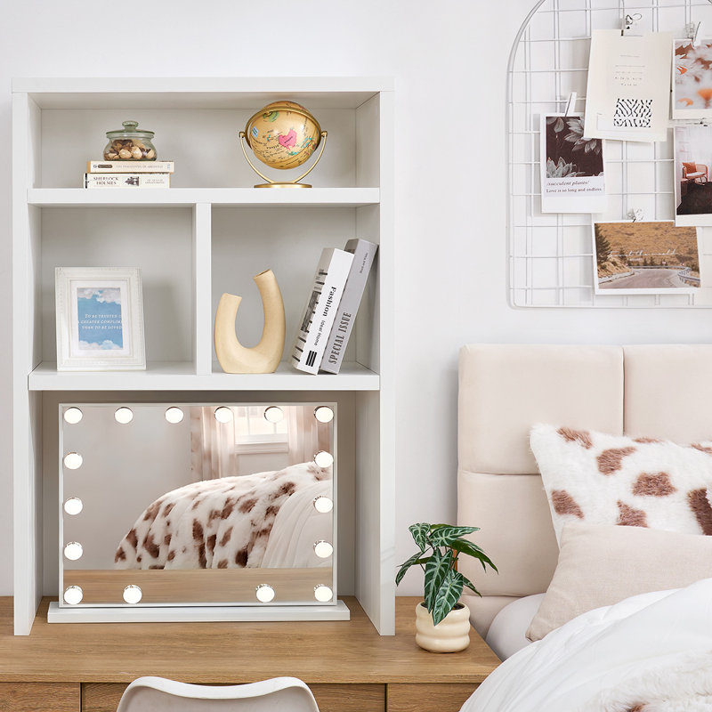 Yak About It® Extra Depth Thick - College Desk Bookshelf Dorm Hutch - White, (2 Shelves) 43.75"H x 29.8"W x 14"D