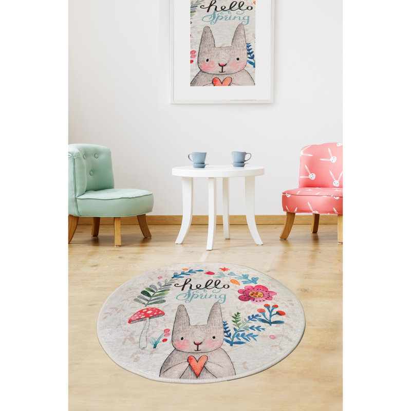 Athens Tufted Grey/Blue/Pink Rug, Round 140cm