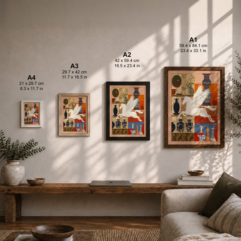 Bird Among Domestic Wonders Eclectic - Framed Print, A1 - 84.1 x 59.4 cm, Walnut