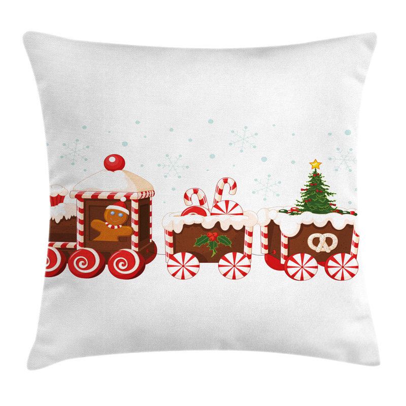Subhan Christmas Gingerbread Train Outdoor Cushion Cover, 60cm H x 60cm W x 1cm D