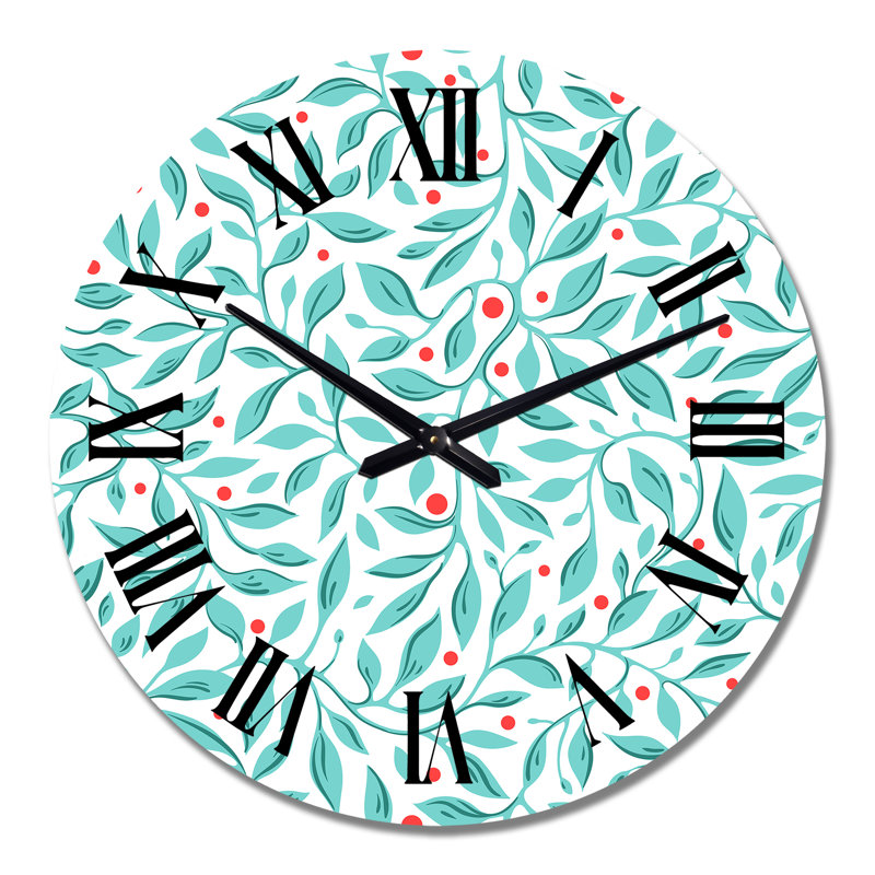 Petites feuilles turquoise sur fond blanc, Grand