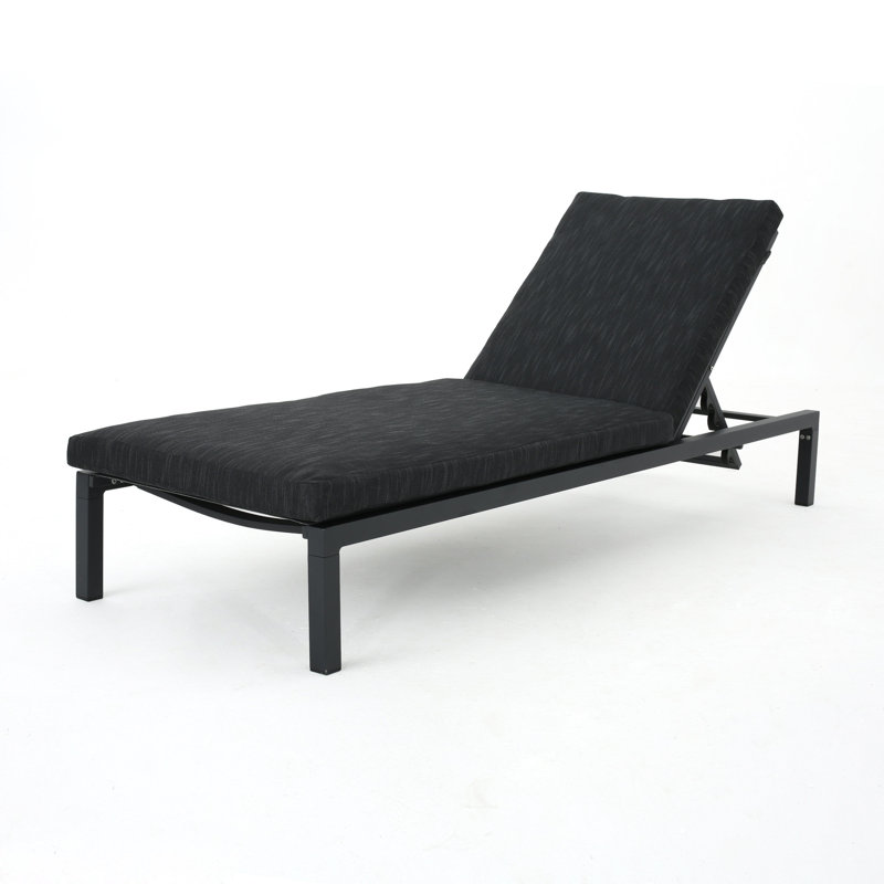  Chaise longue réglable pour l'extérieur avec coussin et appui-tête, gris