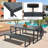 Aoodor 3-Piece 63" Metal Outdoor Patio Dining Set with Rectangular Table and Benches-1402230110
