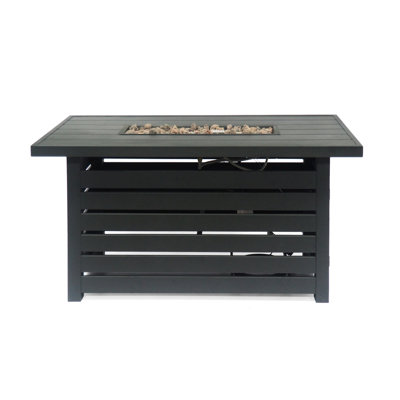 Iron 30,000btu Rectangular Fire Pit With Protected Tank Zone - 45.00”w X 42.00”d 23.46”h, Black, Effortless Assembly Work Enclosed Cover Instructions Provided