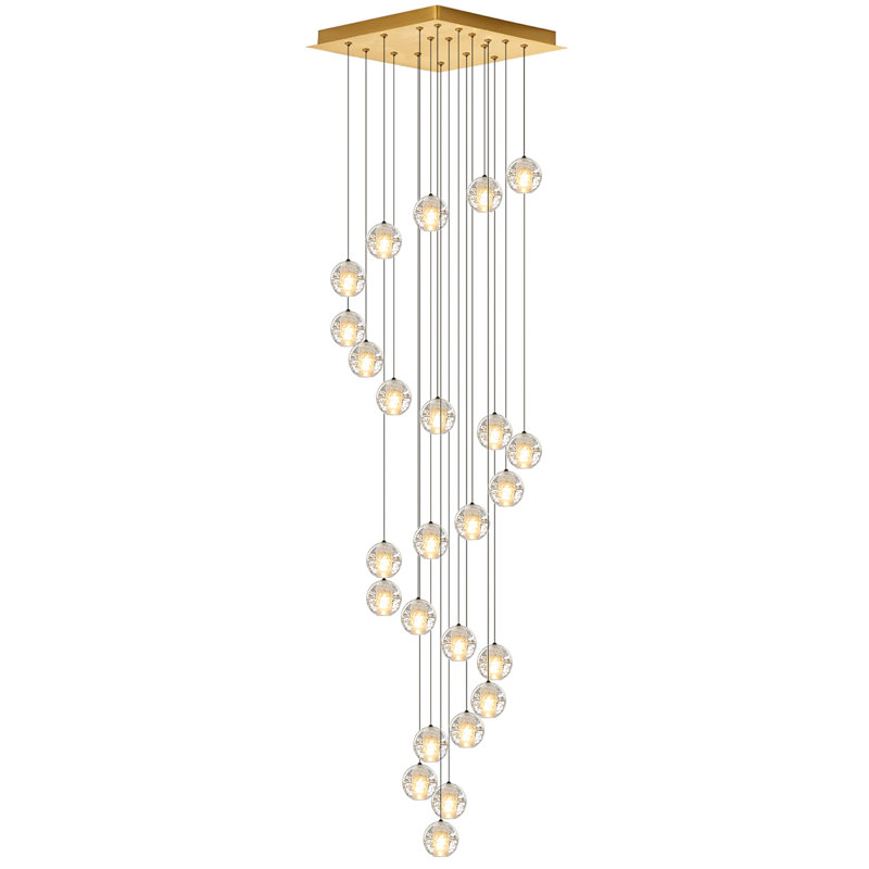 Kimbely 25-light Modern Chandelier Cystal Gold, Gold, 27.6" x 27.6" x 175"