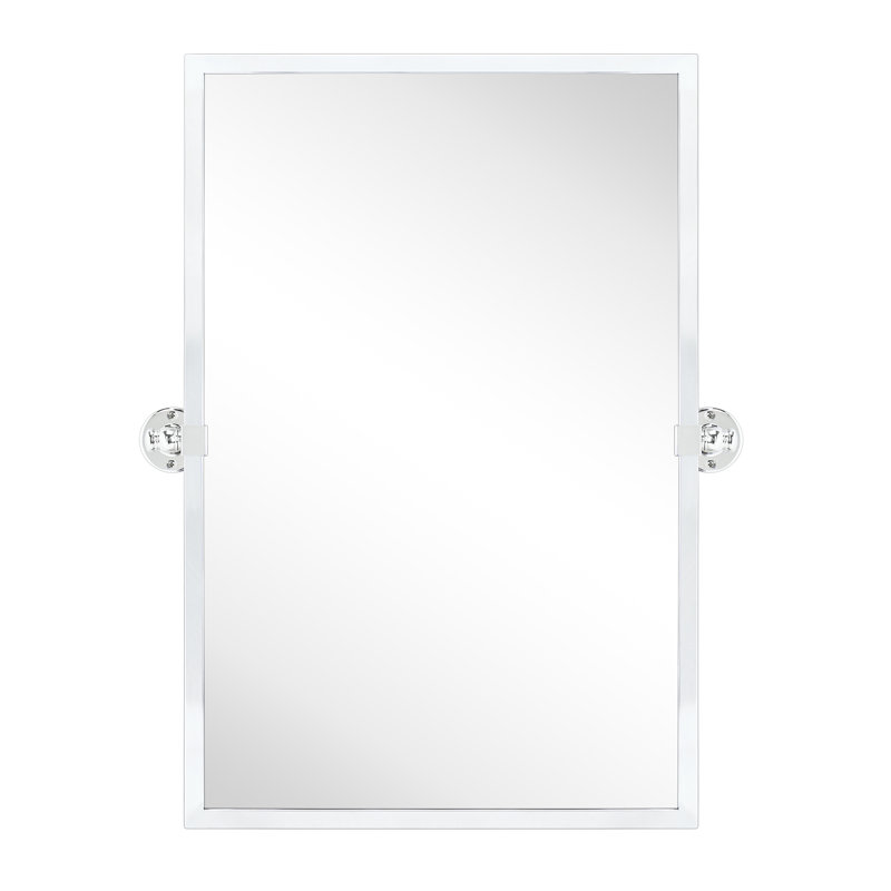 Miroir de salle de bain / meuble-lavabo biseauté moderne et contemporain Blakley, 30 po x 20 po, Nickel poli