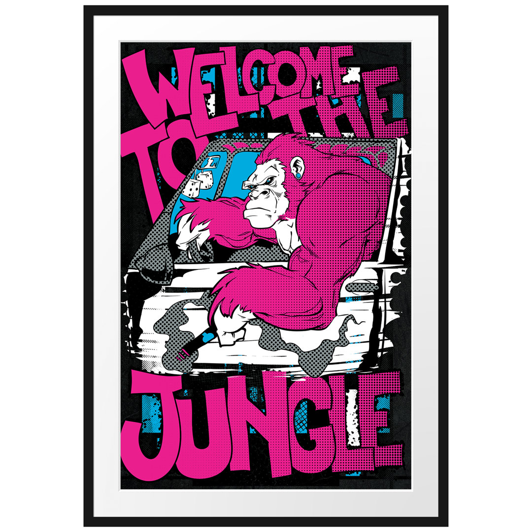 Gerahmtes Poster Welcome To The Jungle Black