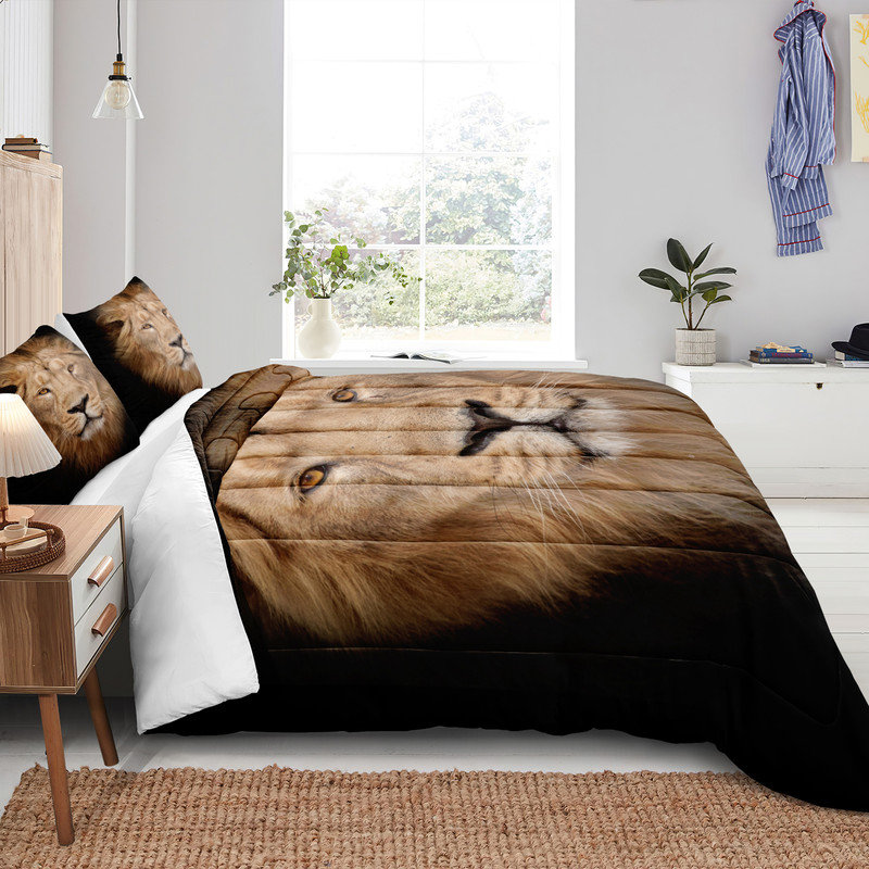 Ensemble d'édredon Black Lion, Queen Comforter +  3 of Additional Pieces