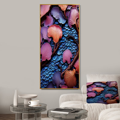 Art mural bleu et mauve abstrait rivière - Tachisme