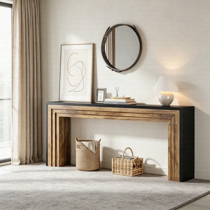 Console 70,9 po Farmhouse, Naturel, Noir