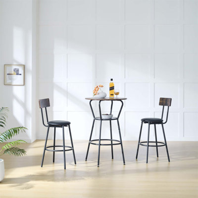 Ensemble de table de bar ronde et de tabouret avec tablette, tabouret rembourré avec dossier, idéal pour les petits espaces et les rassemblements confortables