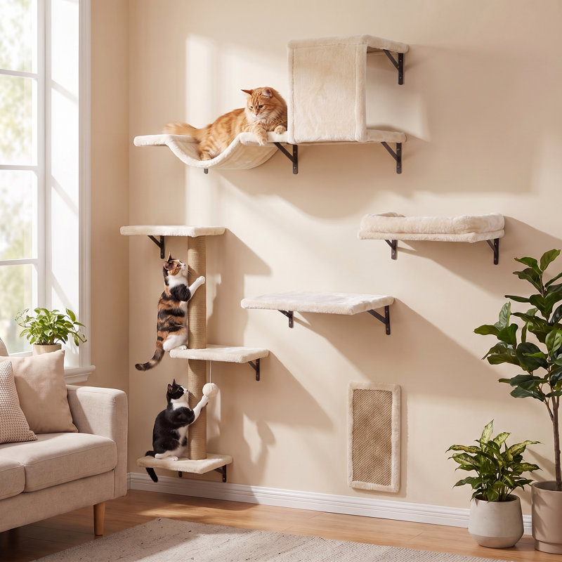Ensemble de meubles pour chat 5 pièces, Beige