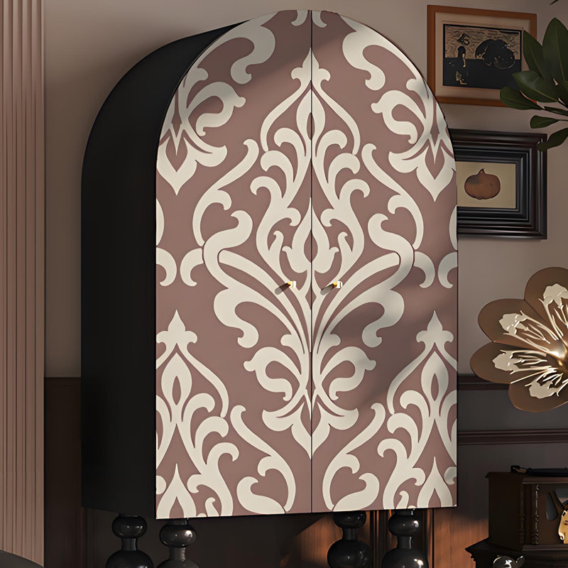 Armoire de rangement murale en bois massif de style français, Noir