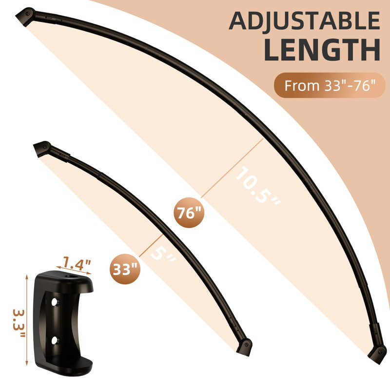 182.88cm Curved Shower Curtain Rod, Bronze
