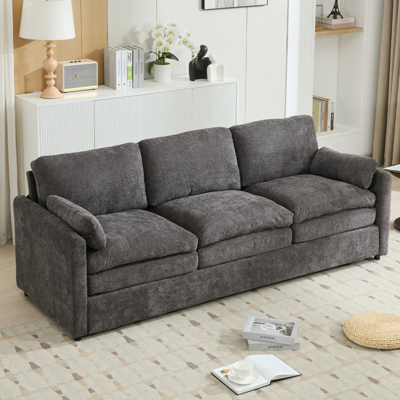 89"Upholstered 3-seater Sofa, 3, 32.7" H x 89" W x 33" D, Light Grey