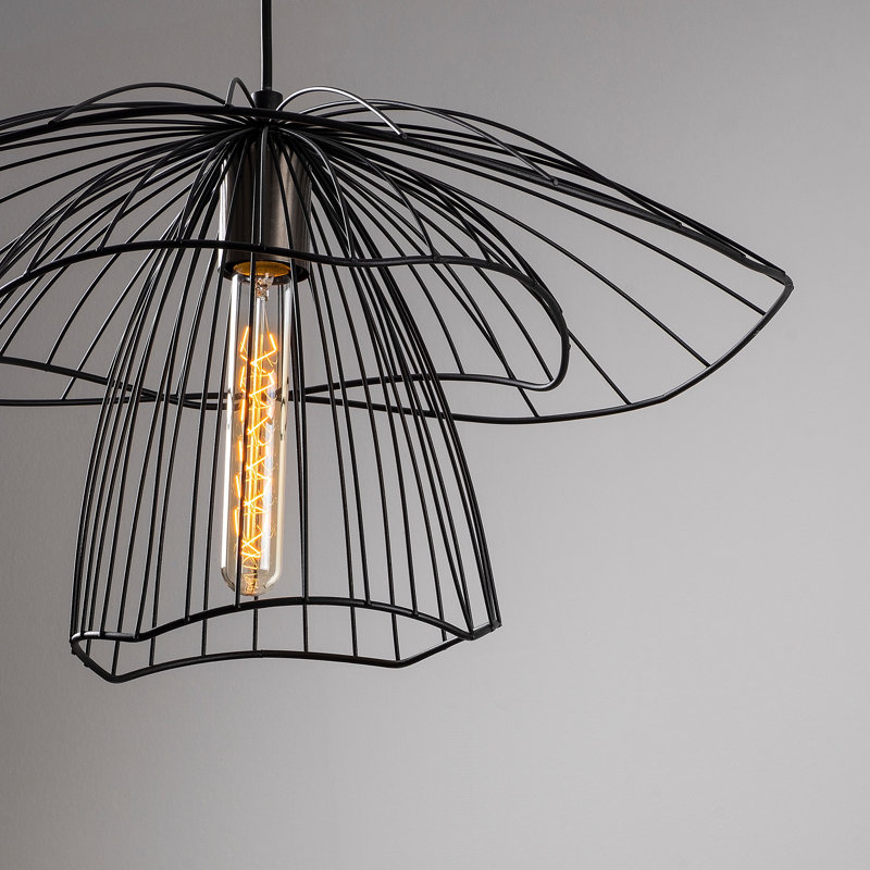 Modern Industrial Chandelier, Black Iron Body, 19.7 in Diameter x 48.4 in Height | Adjustable Height, E27 Socket (Max 40W) | Stylish Lighting Fixture for Home & Office, IP20 Rated, Perfect for Contemporary Decor & Novelty Spaces