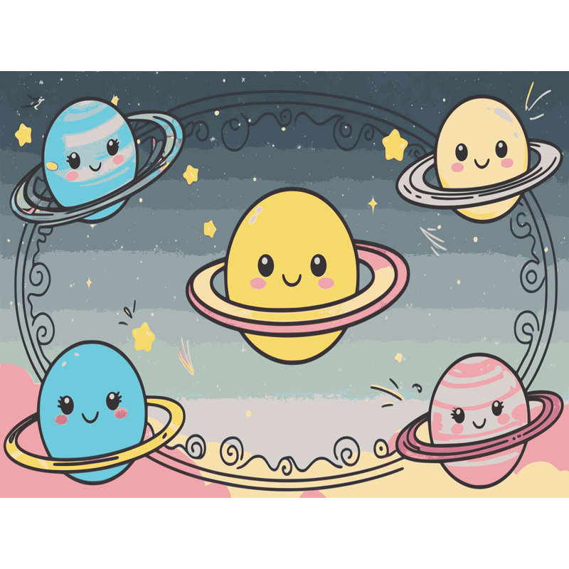 Tapis pour enfant Annamat Space Planets Astronauts, Rectangulaire 2 pi x 3 pi