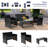 4PCS Patio Rattan Furniture Set Cushioned Chair Sofa Table Black